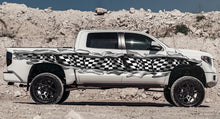 Load image into Gallery viewer, 3D Checkered Flag Truck Decal, Racing Flag Truck Vinyl, Racing Flag Car Vinyl Wrap, Racing Flag Ripped Metal Full Color Car Vinyl Design