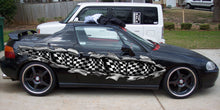 Load image into Gallery viewer, Ripped Metal Checkered Flag Car Decal, 3D Checkered Flag Car Wrap, Racing Flag Car Sticker, Checkered Flag Racing Stripes Vinyl Graphics