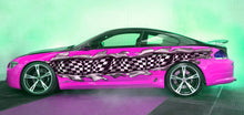 Load image into Gallery viewer, Ripped Metal Checkered Flag Car Decal, 3D Checkered Flag Car Wrap, Racing Flag Car Sticker, Checkered Flag Racing Stripes Vinyl Graphics
