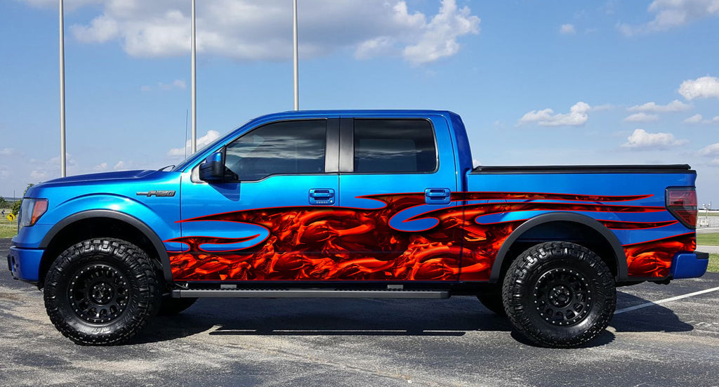 Red Dragon Full Color Truck Side Graphics, Dragon Car Wrap, Dragon Car Decal, Dragon Car Sticker, Tribal Dragon Racing Stripes Vinyl Wrap