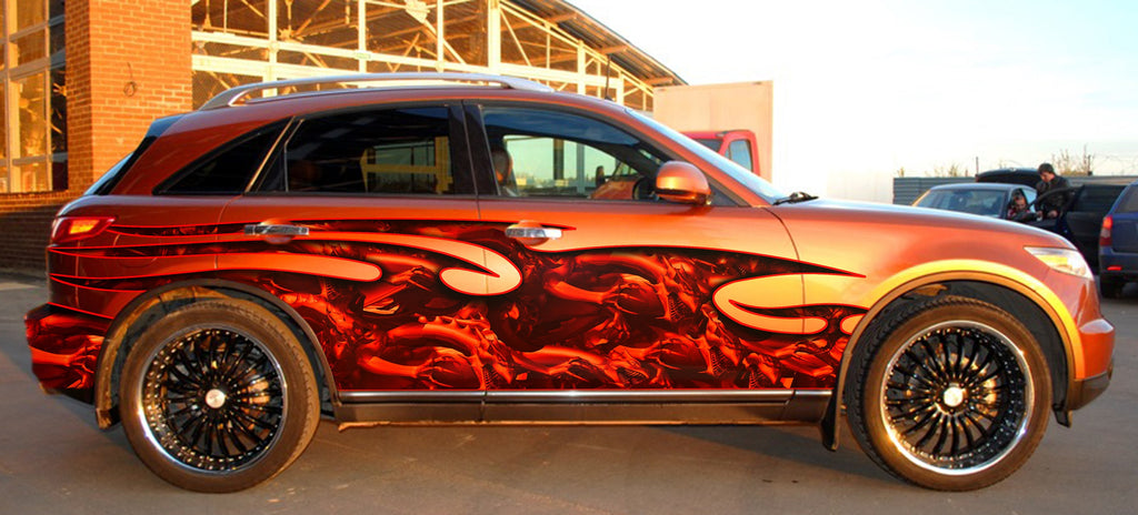 Red Dragon Full Color Truck Side Graphics, Dragon Car Wrap, Dragon Car Decal, Dragon Car Sticker, Tribal Dragon Racing Stripes Vinyl Wrap