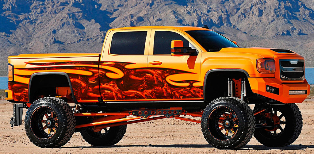 3D Dragons Truck Sticker, Red Dragon Full Color Truck Side Graphics, Dragon Truck Vinyl, Tribal Dragon Truck Decal
