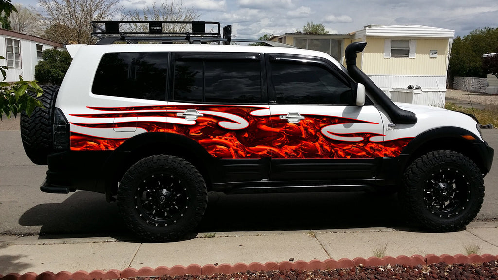 3D Dragons Truck Sticker, Red Dragon Full Color Truck Side Graphics, Dragon Truck Vinyl, Tribal Dragon Truck Decal