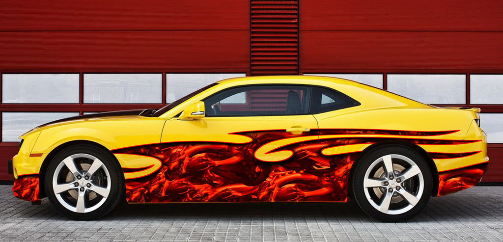 Red Dragons Car Decal, 3D Dragon Car Wrap, 3D Tribal Dragon Car Sticker, Red Dragon Car Graphics, Full Color Dragons Car Sticker