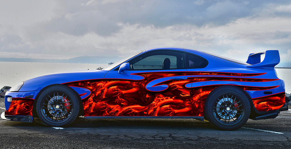 Red Dragons Car Decal, 3D Dragon Car Wrap, 3D Tribal Dragon Car Sticker, Red Dragon Car Graphics, Full Color Dragons Car Sticker