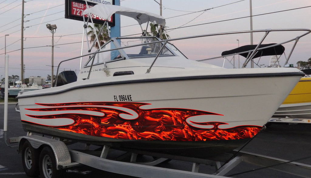 3D Red Dragon Boat Sticker, Dragons Boat Wrap, Tribal Dragon Boat Vinyl, Dragons Boat Graphics, Tribal Dragon Jet ski Decal