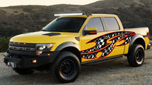 Load image into Gallery viewer, Checkered Flag Truck Wrap, Racing Flag Truck Vinyl, Racing Flag Car Vinyl Decal, Racing Flag Ripped Metal Full Color Car Vinyl Design