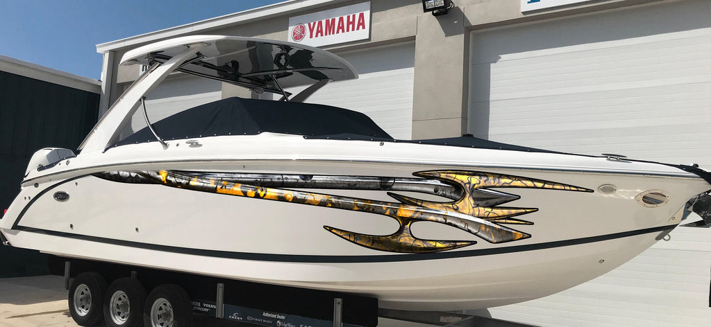 3D Tribal Boat Sticker, Tribal Boat Vinyl Wrap, Tribal Watercraft Vinyl Decal, Tribal Boat Vinyl Graphic, Tribal Racing Stripes Boat Sticker