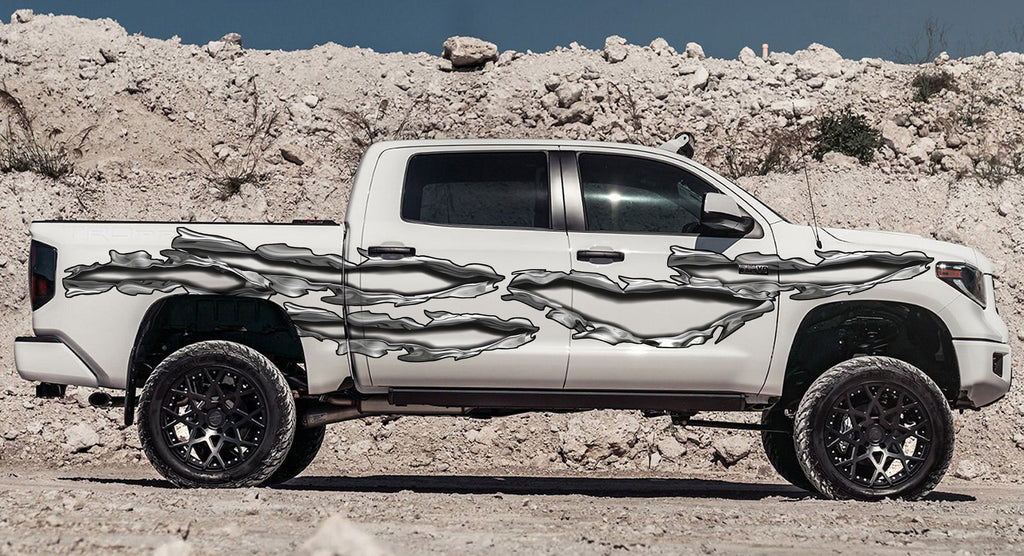 Ripped Metal Truck Wrap, Ripped Metal Truck Graphics, Ripped Metal Truck Side Full Color Vinyl Sticker, Ripped Metal Car Sticker