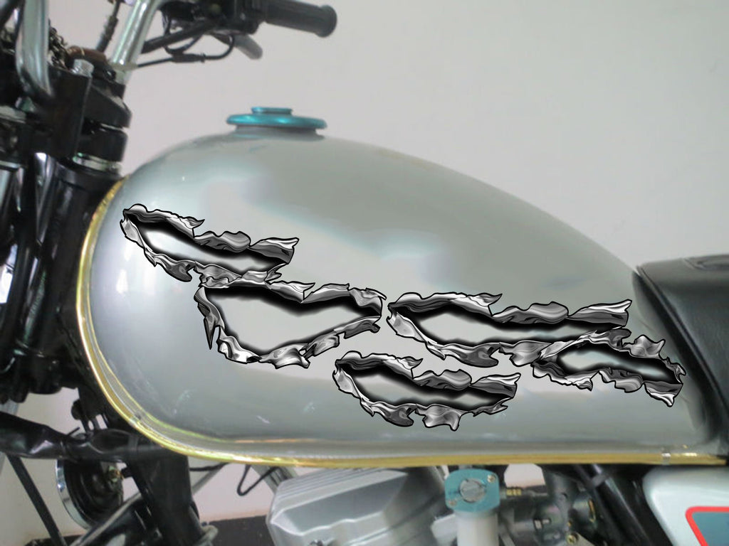 Ripped Metal Bike Vinyl Graphics, Ripped Metal Bike Sticker, Ripped Metal Dirt Bike Color Sticker, Ripped Metal Sport Bike Graphics