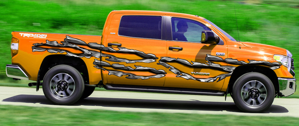 Tribal Truck Side Full Color Vinyl Sticker, Tribal Truck Vinyl Side Graphics, Tribal Car Sticker, 3D Ripped Metal Car Wrap