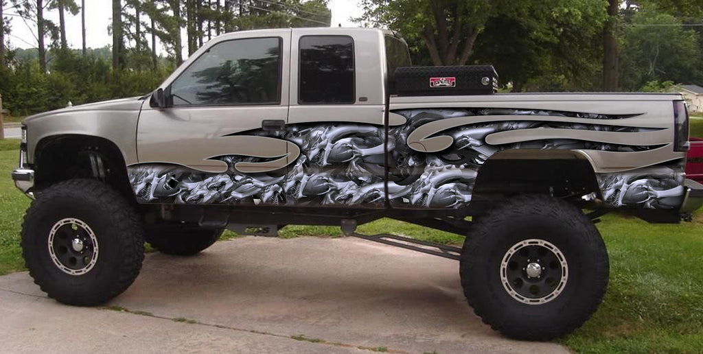 3D Tribal Dragon Full Color Truck Side Graphics, Tribal Dragon 3D Truck Vinyl, Tribal Dragon Truck Decal, Tribal Dragon Truck Sticker