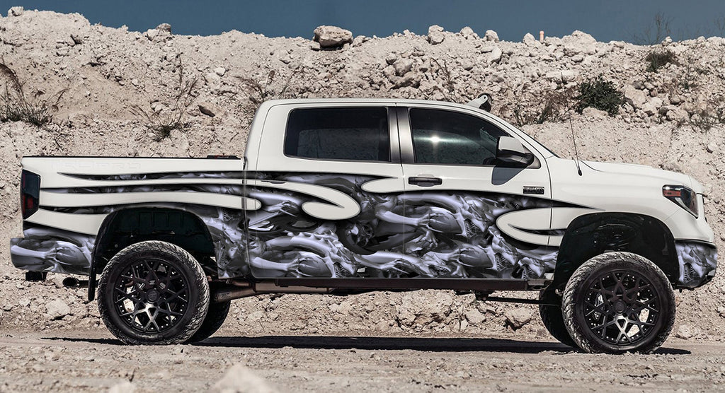 3D Tribal Dragon Full Color Truck Side Graphics, Tribal Dragon 3D Truck Vinyl, Tribal Dragon Truck Decal, Tribal Dragon Truck Sticker