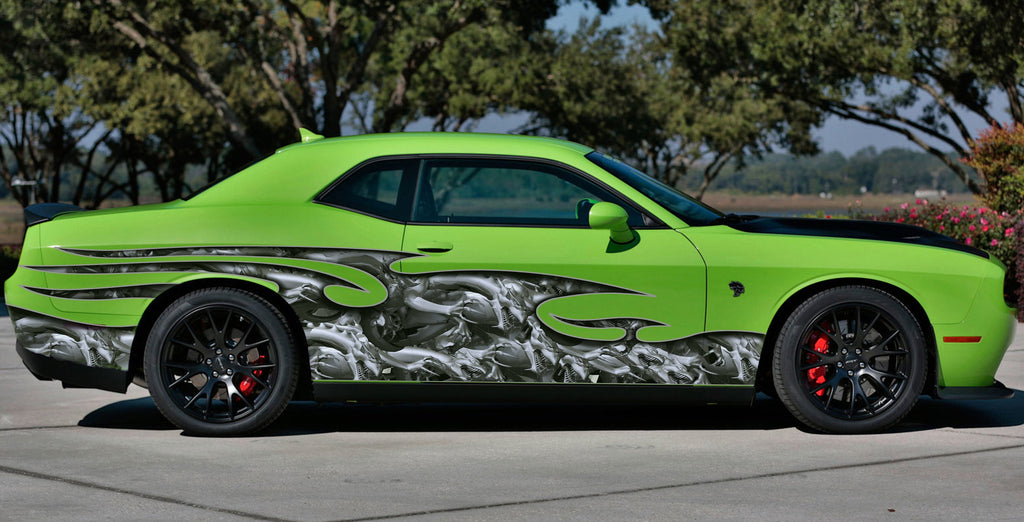 Tribal Dragon Racing Stripes Vinyl Decal, 3D Tribal Dragon Car Sticker, Tribal Dragon Car Graphics, 3D Tribal Dragon Car Wrap