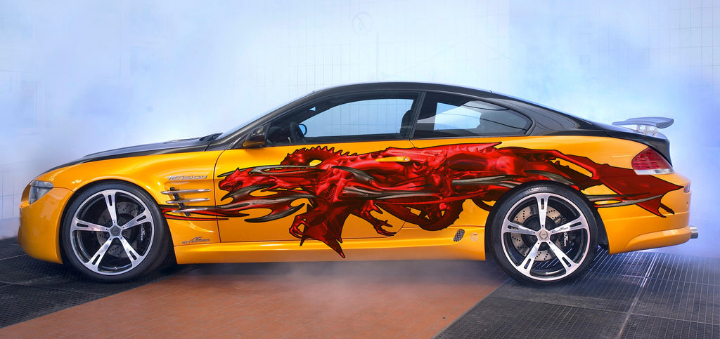 Red Tribal Dragon Car Wrap, Tribal Dragon Car Decal, 3D Tribal Dragon Car Sticker, Tribal Dragon Car Graphics