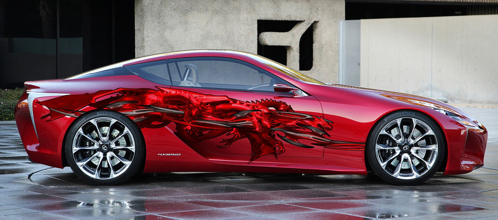 Red Tribal Dragon Car Wrap, Tribal Dragon Car Decal, 3D Tribal Dragon Car Sticker, Tribal Dragon Car Graphics