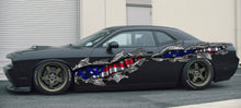Load image into Gallery viewer, 3D USA Flag Car Side Wrap, USA Flag Car Vinyl Sticker, American Flag full color car side graphics, 3D Ripped Metal USA Flag Car Decal