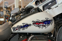 Load image into Gallery viewer, 3D American flag bike vinyl decal, USA Flag Crotch Rocket Graphics, US Flag crotch rocket vinyl graphic, Ripped Metal full color bike design