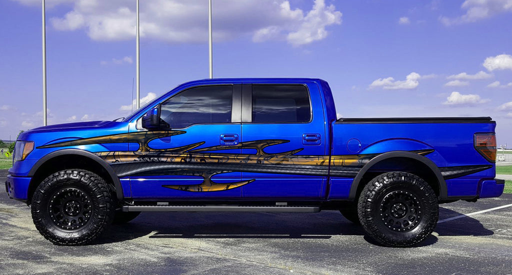 Tribal Truck Vinyl Side Graphics, Tribal Car Sticker, Tribal Truck Wrap, Tribal Truck Graphics, Tribal Truck Side Full Color Vinyl Sticker