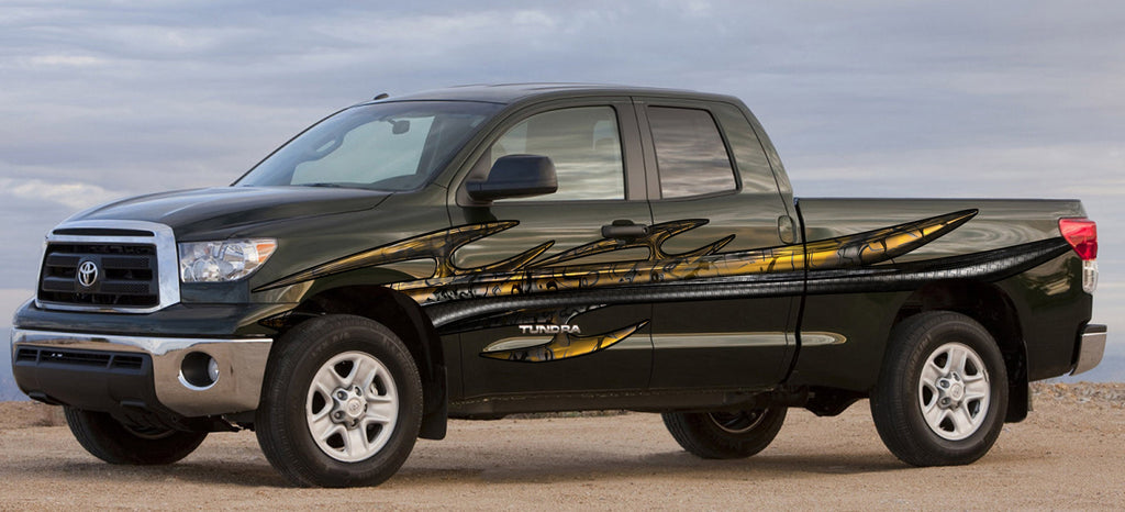 Tribal Truck Decal – Carbon Fiber Car Sticker – Durable Peel and Stick Graphic for Pickup, SUV, Jeep, or Off-Road Vehicle Customization
