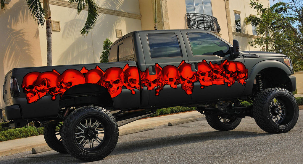 Skulls Truck Wrap, Skulls Truck Graphics, Skulls Truck Side Full Color Vinyl Sticker, Skulls Truck Vinyl Side Graphics, Skulls Car Sticker