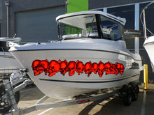 Load image into Gallery viewer, Full Color Cigar Boat Graphics Vinyl Decal, Skulls Boat Vinyl, Pirate Skulls Boat Wrap, Skulls Watercraft Graphics Full Color Racing Stripes