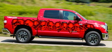 Load image into Gallery viewer, 3D Pirate Skull Truck Vinyl Decal, Skulls Full Color Truck Side Graphics, Skull Racing Stripes Car Sticker, Tribal Skulls Car Wrap