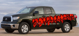 3D Pirate Skull Truck Vinyl Decal, Skulls Full Color Truck Side Graphics, Skull Racing Stripes Car Sticker, Tribal Skulls Car Wrap