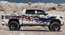 Load image into Gallery viewer, USA Flag Truck Vinyl Side Graphics, American Flag Car Sticker, Ripped USA Flag Truck Wrap, USA Flag Truck Side Full Color Vinyl Decal
