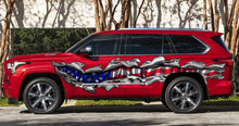 Load image into Gallery viewer, USA Flag Truck Vinyl Side Graphics, American Flag Car Sticker, Ripped USA Flag Truck Wrap, USA Flag Truck Side Full Color Vinyl Decal