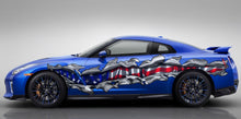 Load image into Gallery viewer, USA Flag Car Vinyl Sticker, USA Flag Car Side Wrap, American Flag full color car side graphics, 3D Ripped Metal USA Flag Car Decal