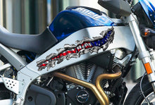 Load image into Gallery viewer, USA Flag Crotch Rocket Graphics, American flag bike vinyl decal, USA Flag crotch rocket vinyl graphics, Ripped Metal full color bike design