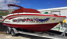 Load image into Gallery viewer, American Flag Boat Decal – Ripped Metal Vinyl Wrap for Boats, Patriotic USA Graphic Sticker, Waterproof Marine Vinyl for Hull or Sides