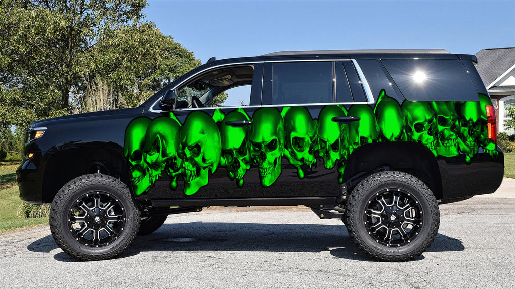 Skulls Truck Graphics, Skulls Truck Wrap, Skulls Truck Side Full Color Vinyl Sticker, Skulls Truck Vinyl Side Graphics, Skulls Car Decal