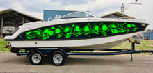 Load image into Gallery viewer, 3D Pirate Skulls Boat Decals, Pirate Skull Watercraft Vinyl Graphics, Tribal Yacht Vinyl, Skulls Boat Decals, 3D Skulls Yacht Vinyl Wrap