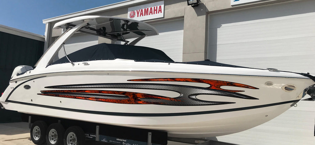 3D Tribal Boat Full Color Vinyl Sticker, Tribal Boat Vinyl Wrap, Tribal Vinyl Decal, Boat Vinyl Graphics, Tribal Racing Stripes Boat Sticker