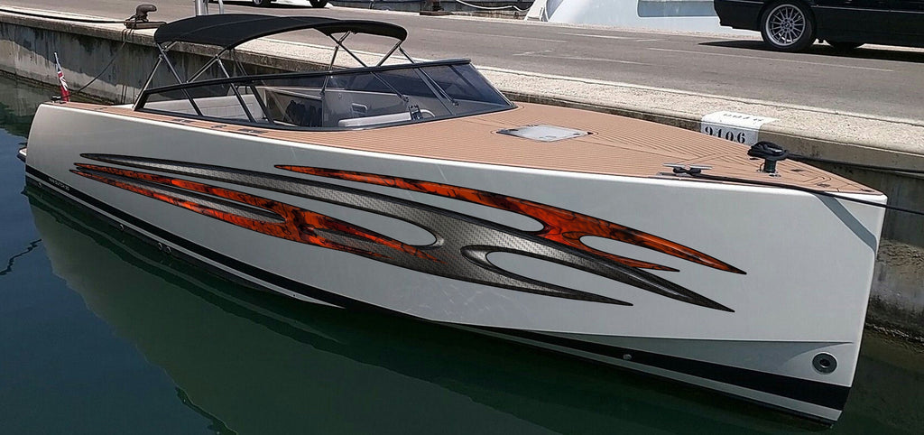 3D Tribal Boat Full Color Vinyl Sticker, Tribal Boat Vinyl Wrap, Tribal Vinyl Decal, Boat Vinyl Graphics, Tribal Racing Stripes Boat Sticker