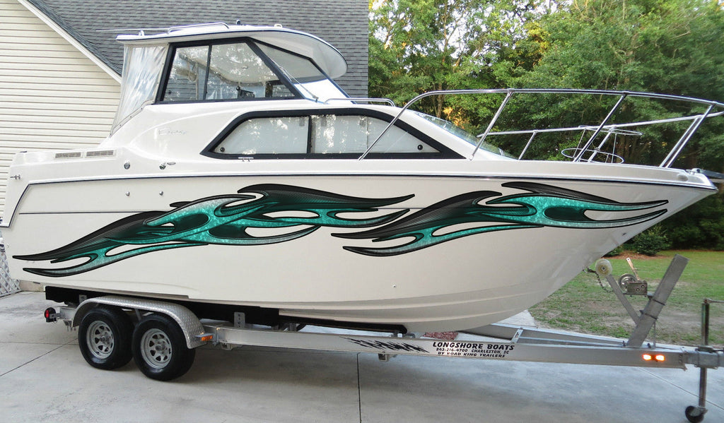 Tribal Boat Full Color Vinyl Sticker, Tribal Speed Boat Vinyl Graphics, Tribal Racing Stripes Boat Wrap, Tribal Watercraft Vinyl Decal