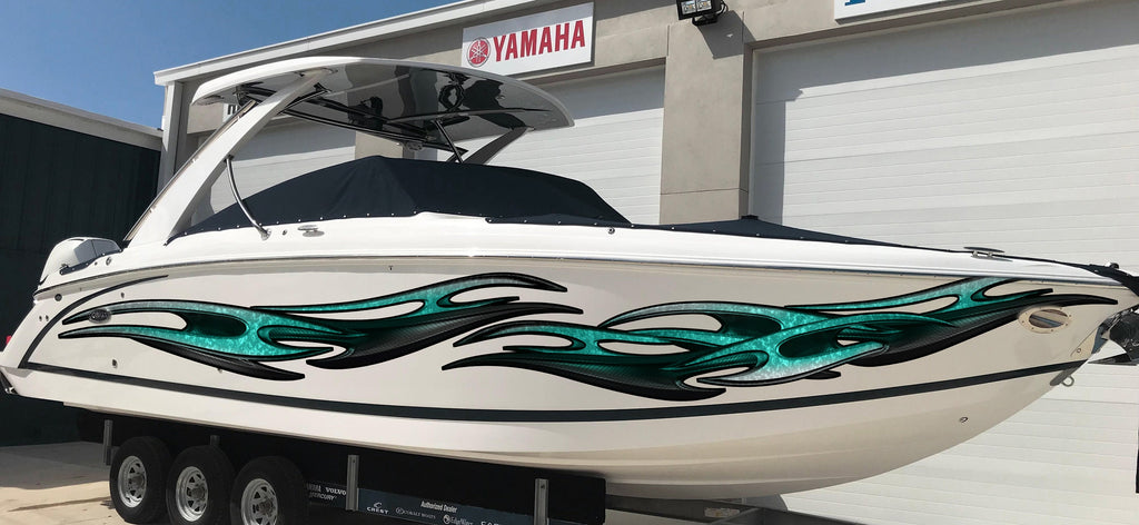 3D Tribal Boat Full Color Vinyl Sticker, Tribal Racing Stripes Boat Design, Tribal Boat Vinyl Wrap, Tribal Vinyl Decal, Boat Vinyl Graphics