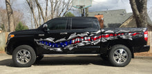 Load image into Gallery viewer, US Flag Truck Vinyl Decal, US Pride Truck Graphics, American Flag Car Wrap, USA Flag Ripped Metal Full Color Car Design, Patriotic Sticker