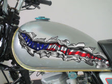 Load image into Gallery viewer, USA Flag Motorcycle Vinyl Decal, American Flag Bike Decal, USA Flag Crotch Rocket Sticker, Ripped Metal USA Flag Bike Vinyl Graphics