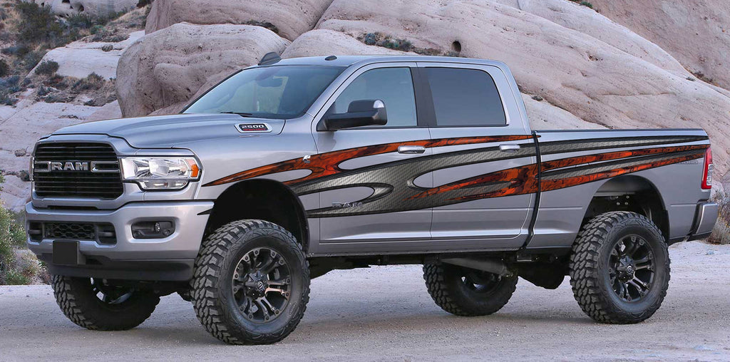 Tribal Truck Vinyl Graphics, Carbon Fiber Truck Side Wrap, Carbon Fiber Car Sticker, Carbon Fiber Tribal Truck Decal, 3D Car Decal