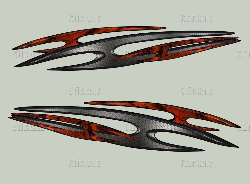 Tribal Racing Stripes Boat Sticker, Tribal Boat Full Color Vinyl Sticker, Tribal Watercraft Vinyl Decal, Tribal Speed Boat Vinyl Graphics