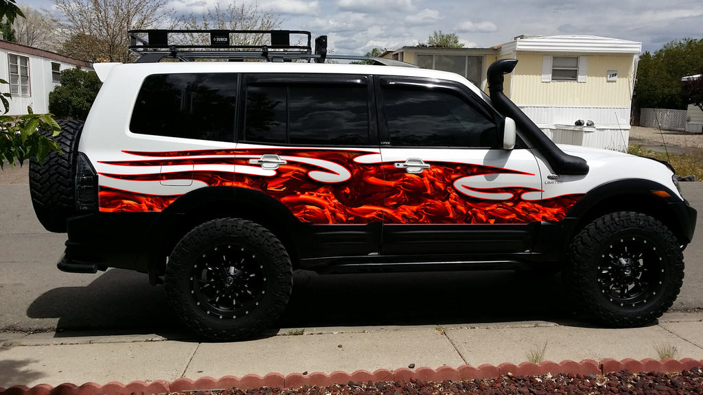 Red Dragon Full Color Truck Side Graphics, Dragon Car Wrap, Dragon Car Decal, Dragon Car Sticker, Tribal Dragon Racing Stripes Vinyl Wrap