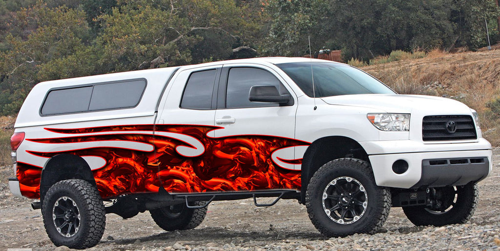 Red Dragon Full Color Truck Side Graphics, Dragon Car Wrap, Dragon Car Decal, Dragon Car Sticker, Tribal Dragon Racing Stripes Vinyl Wrap