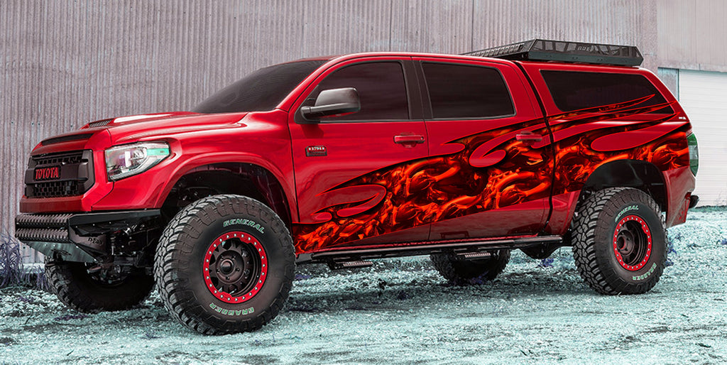Red Dragon Full Color Truck Side Graphics, Dragon Car Wrap, Dragon Car Decal, Dragon Car Sticker, Tribal Dragon Racing Stripes Vinyl Wrap