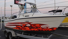 Load image into Gallery viewer, Red Dragons Boat Wrap, Dragons Boat Vinyl, Tribal Dragon Boat Graphics, Dragons Jet ski Decals, 3D Tribal Dragon Boat Decal