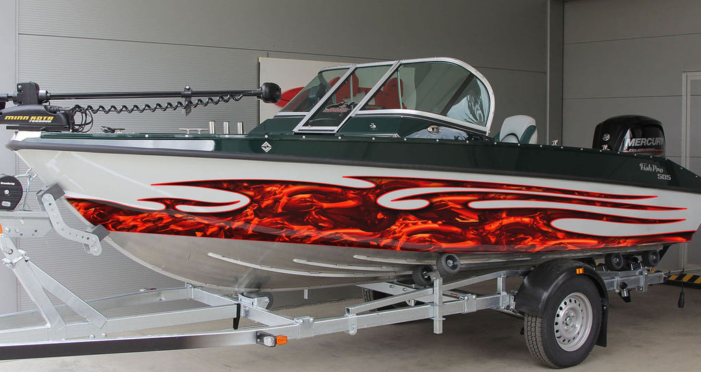 Red Dragons Boat Wrap, Dragons Boat Vinyl, Tribal Dragon Boat Graphics, Dragons Jet ski Decals, 3D Tribal Dragon Boat Decal