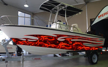 Load image into Gallery viewer, Red Dragons Boat Wrap, Dragons Boat Vinyl, Tribal Dragon Boat Graphics, Dragons Jet ski Decals, 3D Tribal Dragon Boat Decal
