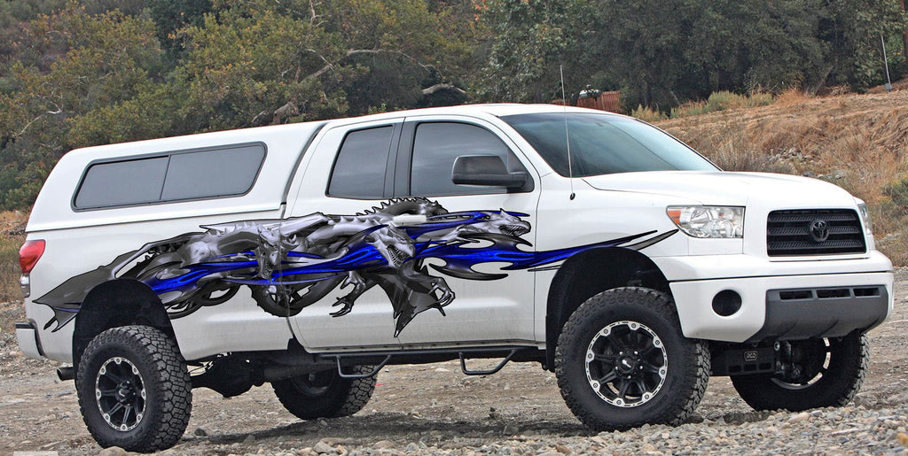 3D Dragon Full Color Truck Side Decal, Tribal Lizard Truck Vinyl Sticker, Big Dragon Car Vinyl, Tribal Dragon Truck Side Graphics